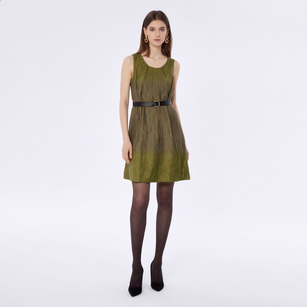 Vince Green Ombre Linen Sheath Dress Sz 10 Sleeveless Iridescent Career